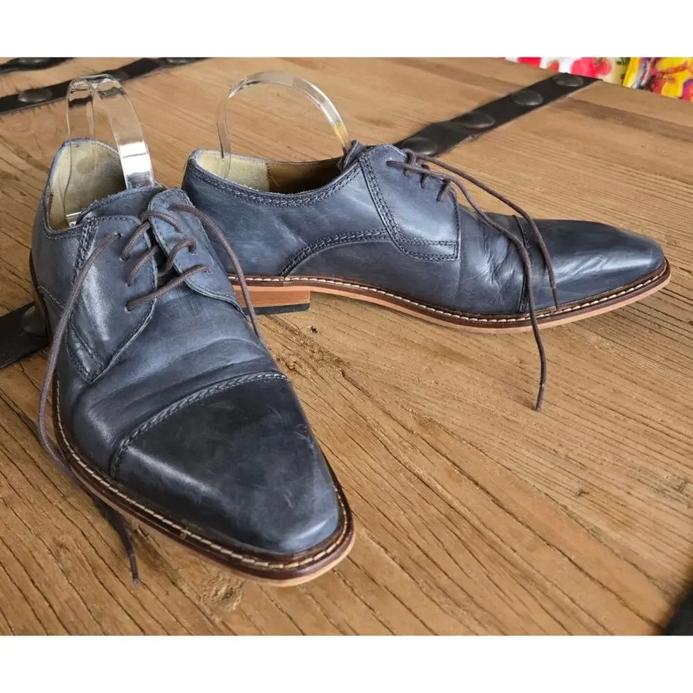 Giorgio Brutini Mens Revenant 25074 Leather Oxford Dress Shoe Gray Blue sz 11M